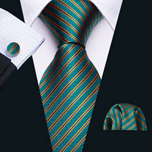 Модная одежда в зеленую полоску для мужчин галстук-бабочка, комплект 8,5 см Шелковый жаккардовый галстук, свадебные, деловые, носовой платок запонки галстук Barry.Wang FA-5310 2024 - купить недорого