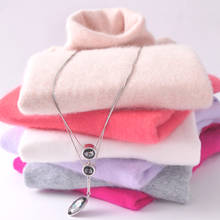 Кашемировый свитер, Женский пуловер с высоким воротом, плюс размер, вязаный зимний кашемировый свитер для женщин, теплые свитера, женские зимние топы 2024 - купить недорого