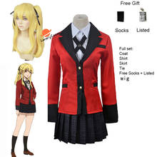 Anime Kakegurui School Girl JK Uniform Meari Saotome Cosplay Costumes Long Wig Jacket Badge Shirt Skirt Halloween Dress Girls 2024 - buy cheap