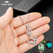 Colgante de chica acrobática, collar de piedra luminosa hueca, regalo del Día de la madre, collar brillante de Luna, joyería de acero inoxidable para mujer 2024 - compra barato