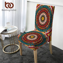 Beddingoutlet aztec jantar slipcover africano folkloric tribo círculos capa cadeira étnica colorida capa de cadeira 4 pçs 2024 - compre barato