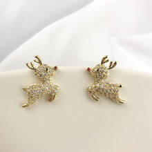 Luxury Female Crystal Small Earrings Charm Gold Silver Color Wedding Earring Trendy Christmas Deer Stud Earrings For Women 2024 - buy cheap