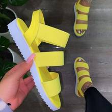 Sandalias de plataforma con banda elástica para mujer, zapatos planos con punta abierta de Color caramelo, para playa y exteriores, verano, 2021 2024 - compra barato