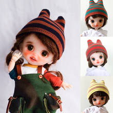 Sombrero de invierno a rayas para muñeca OB11, 1/12 BJD, accesorios para trajes de muñeca Molly, 1 unidad 2024 - compra barato