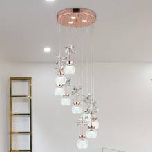 Luminária de teto cristal rosa dourado, lâmpadas led para economia de energia teto composto espiral para escada 2024 - compre barato