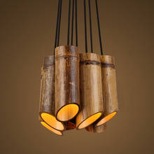 Lámpara de tubo de bambú E27, encimera de Bar, pasillo de restaurante, accesorio de luz de bambú, lámparas de araña para comedor 2024 - compra barato