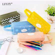 Large Capacity Pencil Case Bags Pouch Geometric Pen Box for Boy Girl Double Zipper Pencilcase School Office Stationary Supplies 2024 - buy cheap