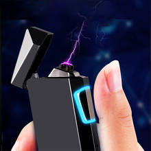 Cigarette-Lighter Personality Creative Windproof USB Charging Touch Induction Double Arc Plasma Lighters Gadgets for Men 2024 - buy cheap