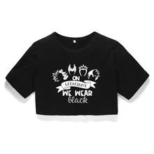 On Wednesdays We Wear Black Slogan Crop Tops Harajuku Cartoon Witches Graphic Short T Shirt Lady Girl Casual Cropped Top Shirts 2024 - buy cheap