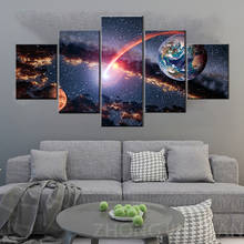 Wall Art Paintings Canvas HD Print Universe Galaxy Earth 5 Panel Reflection Space Planet aurora Pictures Home Decoration Posters 2024 - buy cheap