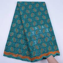 Teal Green Swiss Cotton Lace Fabric High Quality African Swiss Voile Lace In Switzerland With Stones For Nigerian Dresses S1747 2024 - buy cheap