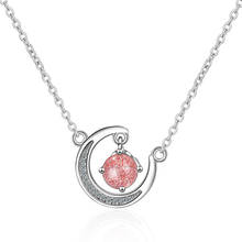 Sweet   Moon Pendant Necklace Charming Female Pink Grey Natural Stone Clavicle Chain Fashion Jewelry Girl Gift 2024 - buy cheap