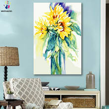 DIY colorings pictures by numbers with colors Sunflower vase flower arrangement picture drawing painting by numbers framed Home 2024 - buy cheap