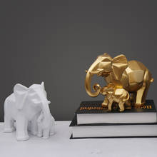 Estatuilla de elefante nórdico para decoración del hogar, escultura abstracta de resina con formas geométricas de animales, madre e hijo, para escritorio y sala de estar 2024 - compra barato