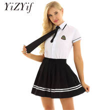 Feminino japonês estudante sexy cosplay traje halloween escola menina trajes uniforme terno t-camisa plissado mini saia gravata conjuntos 2024 - compre barato