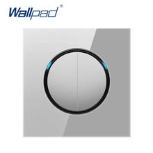 Wallpad 2 Gang 1 Way Random Click Push Button Wall Light Switch With LED Indicator Grey Crystal Glass Panel 16A 2024 - buy cheap