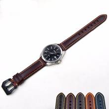 Correa de cuero para hombre y mujer, correa de reloj de color azul, negro, marrón, 20, 22, 24, 26mm, vintage, accesorios para hombre, plata, Buckle L 2024 - compra barato