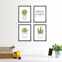 Green literary plant potted Bedroom living room wall sticker home decoration glass applique Waterproof poster 2024 - buy cheap