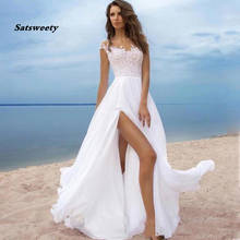 Simple Beach Wedding Dresses A-Line Chiffon Lace Bodice Slit Wedding Gowns vestidos de novia 2022 Bride Dress 2024 - buy cheap