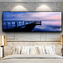 Pósteres de paisaje panorámico Natural de puesta de sol e impresiones, pintura en lienzo, puente, imagen artística de pared escandinava para decoración de sala de estar 2024 - compra barato