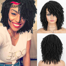 Kryssma Dreadlock Wigs Short Curly Braided Wigs Black Brown Synthetic Wigs For Black Women Roll Twist Ombre Brown Wig With Bangs 2024 - buy cheap