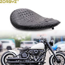 ZORBYZ Motorcycle Black Crocodile PU Leather Solo Drive Seat Spring & Bracket For Harley Chopper Bobber Custom SX650 2024 - buy cheap