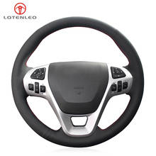 LQTENLEO Black Artificial Leather Car Steering Wheel Cover For Ford Explorer 2011-2019 Taurus Flex 2012-2019 Edge 2011-2014 2024 - buy cheap
