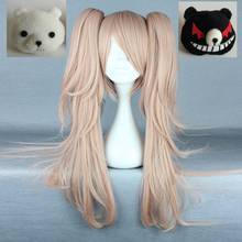 Anime dangan ronpa enoshima junko peruca cosplay traje danganronpa cabelo feminino perucas de halloween + urso preto branco hairpins 2024 - compre barato