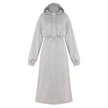 De gran tamaño L-5XL Otoño e Invierno de las mujeres grasa MM Sudadera larga con capucha vestido de estudiante de talla grande con capucha vestido NS2432 2024 - compra barato