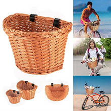 Bicycle Basket Strap-On Front Handlebar Bike Riding Storage Lady Shopping Wicker 2024 - buy cheap