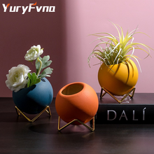 YuryFvna-maceta de cerámica de hierro forjado, florero de soporte de escritorio, decoración decorativa, arreglo floral 2024 - compra barato