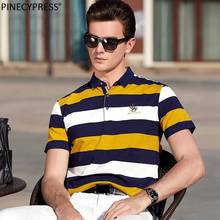 95% Cotton 5% Spandex Men Short Sleeve Polo Shirt Asian Sizes Male Soft Quality Fashion Blue Yellow Stripe Man Polo-shirt 2024 - buy cheap