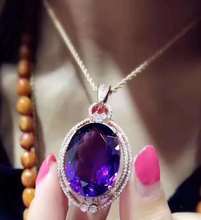 Natural Real Amethyst necklace Solid S925 Sterling Silver  For Women Colour Gem Stone Fine Jewelry 2024 - buy cheap