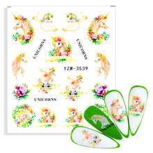 Клейкая наклейка для ногтей и наклейка цветок лист дерево зеленый простой летний DIY слайдер для маникюра дизайн ногтей маникюр с использованием водяных знаков Декор 2022 - купить недорого