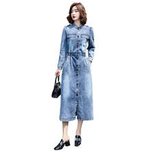 2022 New Spring Autumn Denim Dress Women Fashion Single-breasted Slim Dress Female Casual elegant Cowboy Dress Vestido 2024 - buy cheap