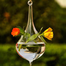 Terrario redondo de vidrio transparente, soporte de flores para plantas, florero colgante hidropónico para decoración de jardín, hogar, oficina y boda 2024 - compra barato