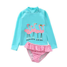 Long sleeves Girls swimsuit 2~10Y Girls Tankini set Ins Unicorn Girls Rash Guard Two pieces Children Flamingo Swimwear-SW344 2024 - buy cheap
