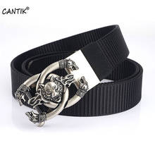 CANTIK Quality Nylon & Canvas Belts for Men Clothing Accessories Unique Design Wolf Head Pattern Automatic Buckle Metal CBCA267 2024 - buy cheap