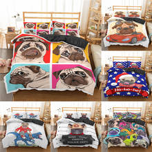 Cartoon Pug Dog Duvet Cover Set Cute Animal Kids Bed Linen Luxury Home Decor Single Queen King Size Comforter Bedding Sets 2024 - buy cheap