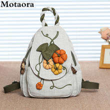 Motaora Women's Backpack 2022 New Handmade Vintage Canvas Bag Fresh Casual Backpack For Women Vegetable Pattern Travel Mochila 2024 - buy cheap