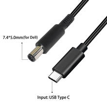 USB Type C to 7.4x5.0mm Laptop Notebook Power Supply Cable DC Jack Tip Plug Connector Cord Cable for Dell Power Charger Adapter 2024 - buy cheap