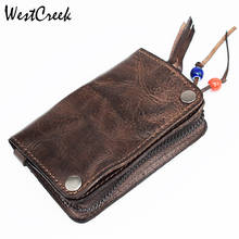 WESTCREEK-billeteras de marca Vintage para hombre y mujer, cartera multifunción con cierre para llaves, monedero con cierre para licencia de conducir 2024 - compra barato