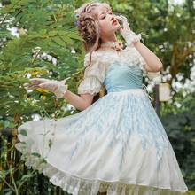 Palace sweet princess lolita dress vintage college style  high waist printing victorian dress kawaii girl gothic lolita jsk 2024 - buy cheap
