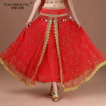 Falda de traje de danza del vientre Bollywood, falda de danza del vientre Sari para mujeres, accesorios de danza del vientre de gasa, falda para mujeres 2024 - compra barato
