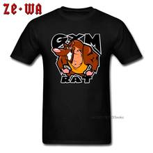 Camiseta masculina estampa de rato crazy, slim fit, roupas personalizadas, design de desenho animado, tops de algodão preto 2024 - compre barato