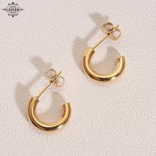 LESIEM 2021 High Quality Gold color Girlfriend stud earrings Geometric C women earrings Jewelry for women 2024 - buy cheap