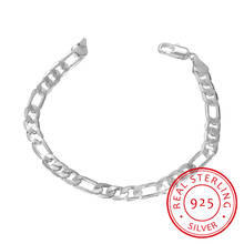 Pure 925 Silver Bracelets for Men 6mm Figaro Chain Bracelet & Bangles Pulseira Wristband Fine Jewelry Accessories Bijoux 2024 - buy cheap