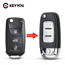 KEYYOU-carcasa de llave remota plegable modificada para coche, carcasa de 3 botones para VW, VOLKSWAGEN, Caddy, Golf, Jetta, Beetle, Polo, Tiguan, 10X 2024 - compra barato