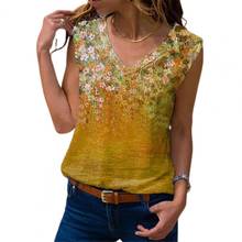Women Tank Tops shirt Sleeveless Floral Print Blouse V Neck Tank Top Spring Summer Vest Women Clothing 2024 - buy cheap