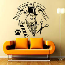 Creative Grooming Salon Wall Sticker Dog With Hat Paw Print Scissors Home Decor Pets Shop Wall Decals Kids Room Wallpaper 2024 - buy cheap